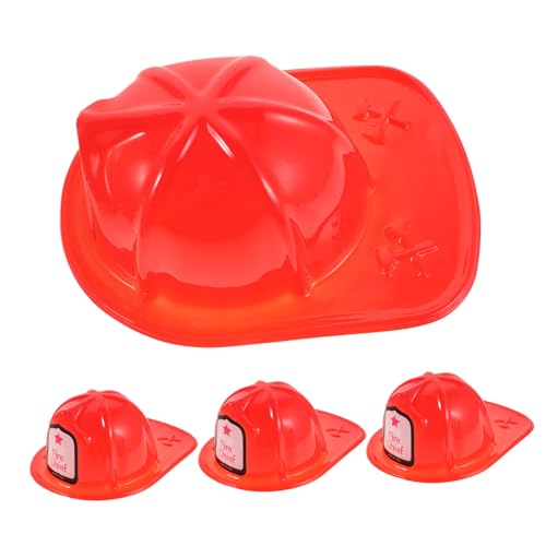 ZUNOXAZ 4 Stück Feuerwehrhelm aus Kunststoff Realistisches Halloween Feuerwehrmann Kostüm Zubehör Lebendige Farben Sichere Verarbeitung für Rollenspiele Mottopartys und Schulaufführungen von ZUNOXAZ
