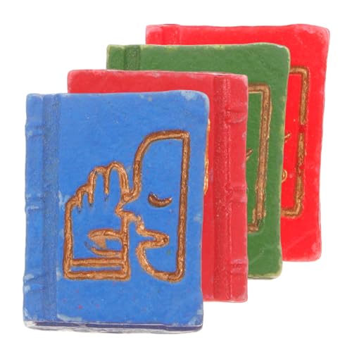 ZUNOXAZ 4 Stück Mini -Buch Ornamente Puppenhausdekoration Winzige Bücher Kleine Bücher Miniaturen Für Dollhouse Minature Dinge Puppenhaus-miniaturen Minibücher Für Puppenhaus Harz von ZUNOXAZ