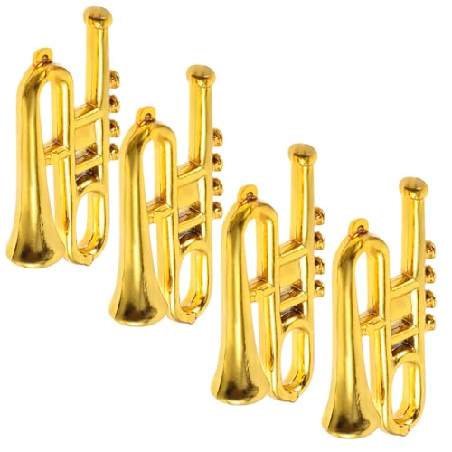 ZUNOXAZ 4 Stück Mini-Musikinstrument-Ornamente Mini-Musikinstrumentenmodelle Puppenhausdekoration Puppenhaus-Miniatur-Musikinstrument Miniaturspielzeug winziges Instrument Plastik Golden von ZUNOXAZ