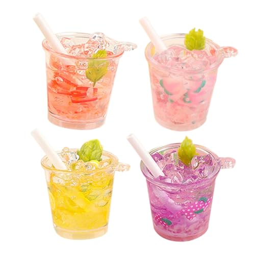 ZUNOXAZ 4 Stück Miniatur Getränkeflaschen Resin Realistisch Farblich Gemischt Puppenhaus Zubehör Mini Food Simulation für Miniatur Küche und Spielspaß von ZUNOXAZ
