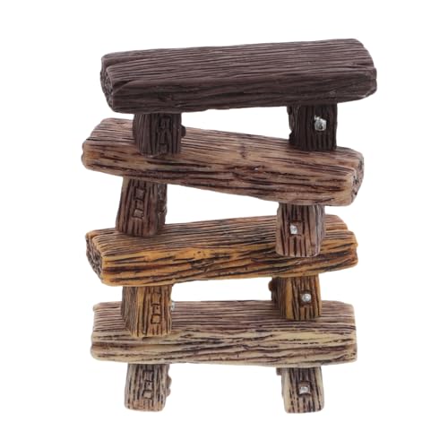 ZUNOXAZ 4 Stück Miniatur Retro Bänke aus Resin Realistische Kleine Stühle für Puppenhaus Vintage Stil Handgefertigte Deko Ornamente für Feengarten und Mikrolandschaft von ZUNOXAZ