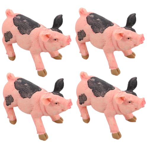 ZUNOXAZ 4 Stück Miniatur Schwein Figuren aus Langlebigem Resin Realistische Kleine Tierornamente für Puppenhäuser Garten Bürodekoration Niedliche Mini Schweinchen Deko für Sammler und von ZUNOXAZ