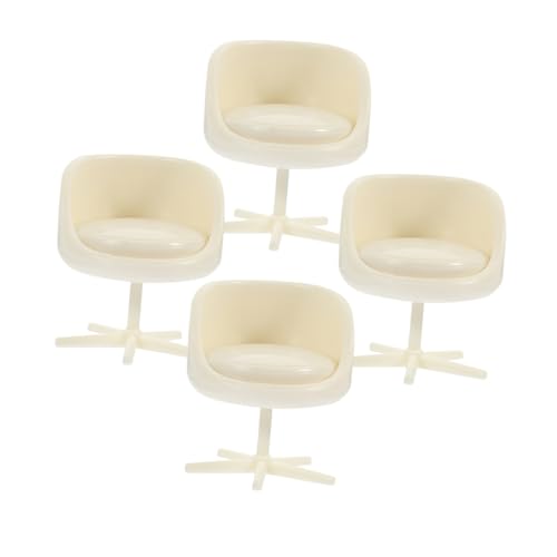 ZUNOXAZ 4 Stück Miniaturdrehstuhl aus Robustem Abs Dekorativer Puppenhausstuhl mit Modernem Design Niedlich Realistisch als Puppenhausmöbel und Desktop Deko von ZUNOXAZ