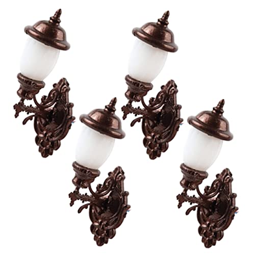 ZUNOXAZ 4 Stück Mooswandlampe Puppenhaus -Beleuchtungswand Miniatur-LED-Wandleuchte Miniatur-Wandlampenmodell Miniatur-Wandleuchten Mini-Wandlampen Mini-Haus-Ornament-Miniaturen Abs von ZUNOXAZ