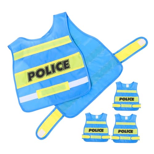 ZUNOXAZ 4 Stück Polizeikostüm Für Polizeikleid Kinderpolizeikostüm Karrierekostüm Für Polizei-cosplay-kostüm Polizeiweste Weste Anziehen Stoff Blau von ZUNOXAZ