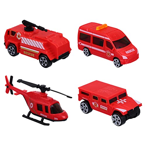 ZUNOXAZ 4 Stück Teiliges DIY Feuerwehrspielzeug für Rotes Engineering Car Modell Pädagogisches Indoor und Outdoor Langlebig und Sicher für Kreative Spiele von ZUNOXAZ