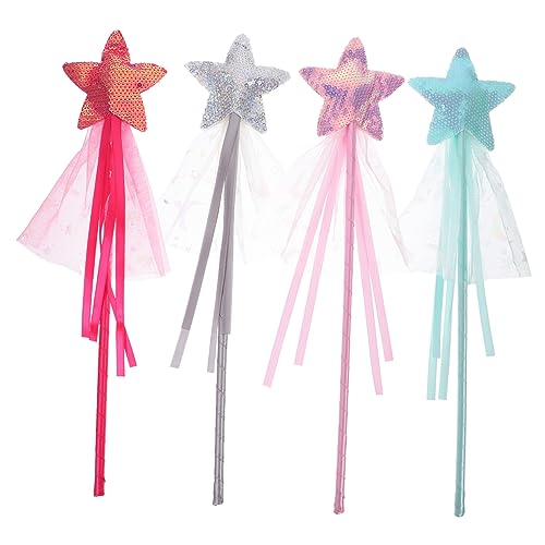 ZUNOXAZ 4 Stück Teiliges Feenstab mit Funkelndem Stern Farbenfrohe Prinzessinnen Zauberstäbe für Glitzernde Party Accessoires für Geburtstagsfeiern Cosplay Kostümierung und Geschenkideen von ZUNOXAZ