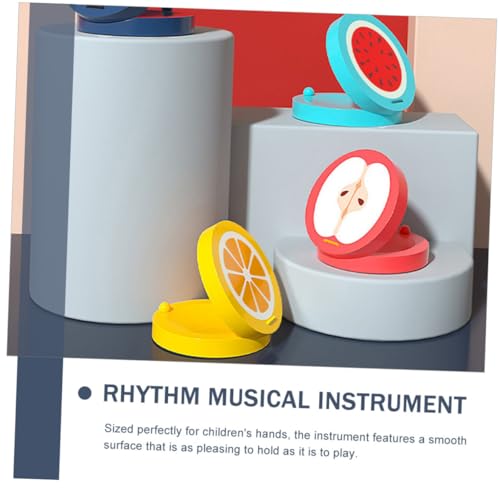 ZUNOXAZ 4 Stück Teiliges Holz Finger Kastagnetten mit Buntem Obstmotiv Kindgerechte Percussion Musikinstrumente für Kleinkinder Fördert Rhythmusgefühl und Musikalisches Talent Robust und von ZUNOXAZ
