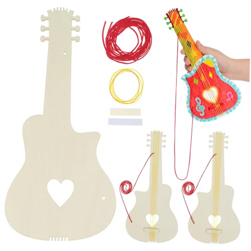 ZUNOXAZ 4 Stück Teiliges Holz Gitarren für Blanko DIY Gitarren zum Bemalen Leichter Holz Gitarrenmodell für Kleine Anfänger Geeignet für Kindergarten und Musikalische Kreativität von ZUNOXAZ