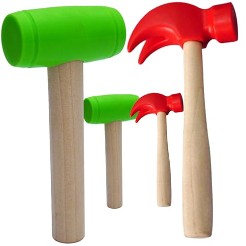 ZUNOXAZ 4 Stück Teiliges Holzhammer Hammerspiel Holzspielzeug mit Glattem Griff und Realistischem Design für Feinmotoriktraining Kindergarten und Zuhause Jungen Mädchen von ZUNOXAZ