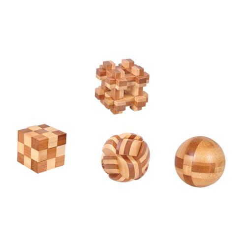 ZUNOXAZ 4 Stück Teiliges Holzpuzzle Kongming Lock Interlocking Puzzle Toys Gehirntrainer Lernspielzeug für Erwachsene mit Glatter Oberfläche Geschicklichkeit und von ZUNOXAZ