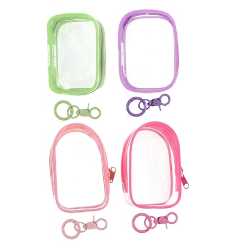 ZUNOXAZ 4 Stück Teiliges Mini Figuren Displaytaschen mit Schlüsselanhänger Transparente Kleine Sammeltaschen für Puppen und Collectibles Tragbarer Staubschutz Organizer für Mini Figuren von ZUNOXAZ