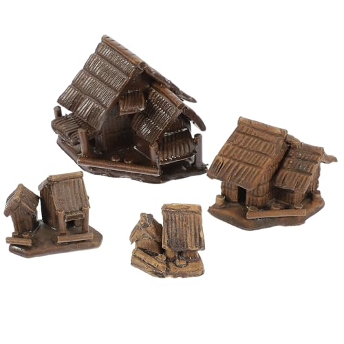 ZUNOXAZ 4 Stück Teiliges Miniatur Haus Keramik Mikrolandschaft Deko Desktop Ornament Lebensecht Handgefertigt Vielseitig Einsetzbar für Zuhause Hotel von ZUNOXAZ