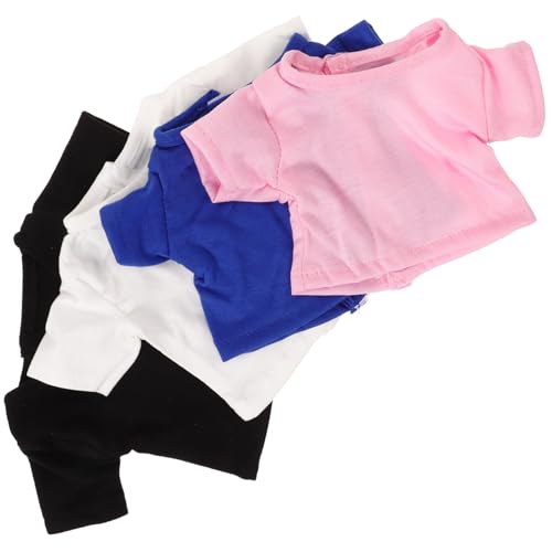 ZUNOXAZ 4 Stück Teiliges Puppen t Shirt Weichem Stoff Farbecht und Angenehm Passend für Kleine Teddybären und Kuscheltier Outfits Leicht an Auszuziehen für Puppenmode und Spielspaß von ZUNOXAZ