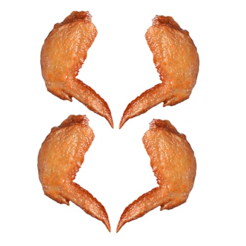ZUNOXAZ 4 Stück Teiliges Realistische Hähnchenflügel Deko aus Robustem PVC Detailgetreue Gebratene Chicken Wing Modelle für Küchen und Restaurantdekoration Langlebige Food Requisiten von ZUNOXAZ
