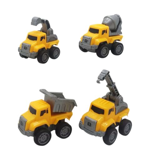 ZUNOXAZ 4 Stück Teiliges Rückziehspielzeug Autos Baufahrzeuge für Kleinkinder Bagger und Kranwagen für Kreatives und Motorikförderung Sicher und Kompakt für Unterwegs von ZUNOXAZ