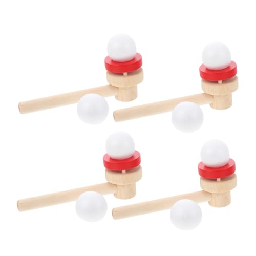 ZUNOXAZ 4 Stück Teiliges Schwebende Ballspiele aus Holz Pädagogisches Atemtraining Blasrohr der Konzentration und Motorik Robustes Balancespiel für Partys von ZUNOXAZ