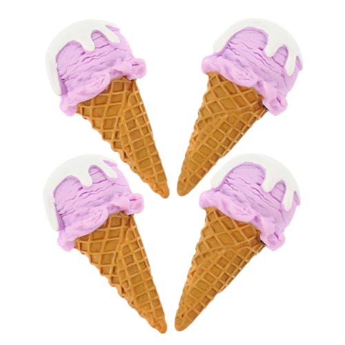 ZUNOXAZ 4 Stücke Eismodell deko realistisches Spielfutter Eiskegelspielzeug Eiscreme-Modellierfigur Eiswaffel aus Plastik gefälschtes Eisspielzeug Eistüte Ornament Dessertspielzeug Harz von ZUNOXAZ
