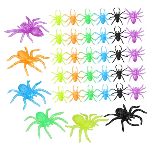 ZUNOXAZ 48 Stück Teiliges Halloween Spinnen Elastische TPR Spielzeuge Farben Realistische Fake Spinnen für Party Deko Gruselige Streiche und Goodie Bag Füller Flexibel und Langlebig von ZUNOXAZ