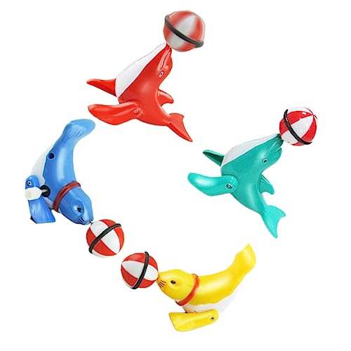 ZUNOXAZ 4Stücke Teiliges Aufziehspielzeug Siegel Uhrwerkspielzeuge für Niedliche und Lebensechte Robbenmodelle Dekorative Requisiten für Partys und Zufälligen Farben von ZUNOXAZ