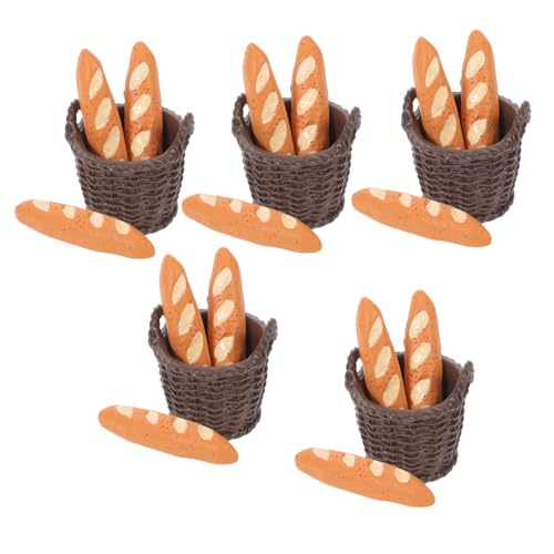 ZUNOXAZ 5 Satz Teiliges Miniatur-Dollhouse-Brot- Realistische Französische Brotkörbe Detailgetreue Mini-bäckerei-deko für Puppenhaus Fotografie Szenenbau und Kreative Ausstellungen von ZUNOXAZ