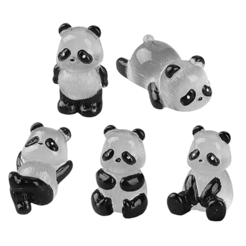 ZUNOXAZ 5 Stück Glow in The Dark Mini Panda Figuren aus Resin Niedliche Tier Skulpturen Langlebige Miniatur Gartendekoration für Innen und Außen Detailreiche Mikro Landschaft Accessoires von ZUNOXAZ