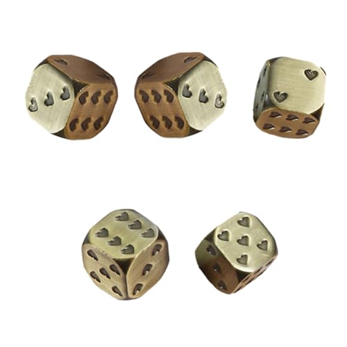 ZUNOXAZ 5 Stück Metallspielwürfel mit Herzsymbolen Abgerundete Ecken Glatte Oberfläche Geeignet für Brettspiele Party und Unterrichtsprojekte Langlebige Tischspielwürfel in Antikbronze ZUNOXAZ 5 Stück Metallspielwürfel mit Herzsymbolen Abgerundete Ecken Glatte Oberfläche Geeignet für Brettspiele Party und Unterrichtsprojekte Langlebige Tischspielwürfel in Antikbronze von ZUNOXAZ