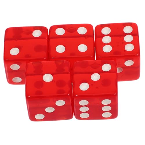 ZUNOXAZ 5 Stück Rote Transparente Große Würfel mit Abgerundeten Ecken Spielwürfel für Brettspiele Party und Würfelspiele Leichte Kompakte Spielwürfel für Spieleabende von ZUNOXAZ