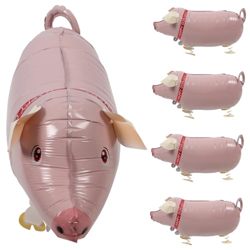 ZUNOXAZ 5 Stück Teiliges Aufblasbare Schweine Folienballons Partydeko Kindergeburtstag Stressabbau für Rosa Nutztiere Luftballons von ZUNOXAZ