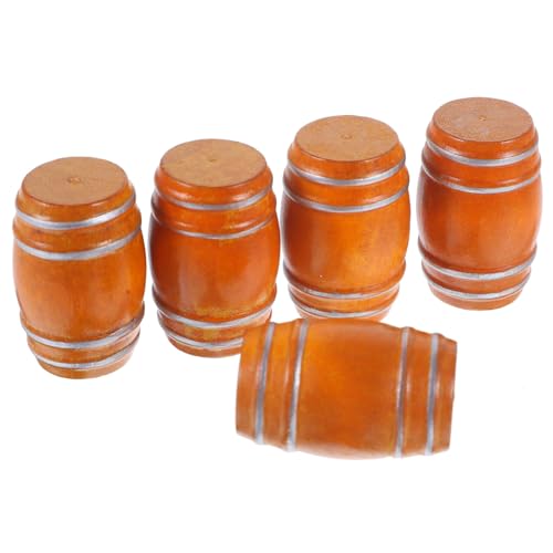 ZUNOXAZ 5 Stück Teiliges Mini Holzfass für Puppenhaus Bar Dekoration Langlebig Detailreich Verarbeitet als Miniatur Deko für DIY Szenen Puppenhaus Zubehör Holzfass Accessoire von ZUNOXAZ