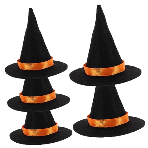 ZUNOXAZ 5 Stück Teiliges Miniatur Hexenhut aus Schwarzem Filz Winzige Halloween Deko für Puppen Weinflaschen und DIY Bastelprojekte für Partydekoration und ZUNOXAZ 5 Stück Teiliges Miniatur Hexenhut aus Schwarzem Filz Winzige Halloween Deko für Puppen Weinflaschen und DIY Bastelprojekte für Partydekoration und von ZUNOXAZ