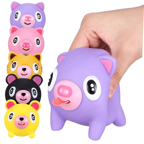 ZUNOXAZ 5 Stück Teiliges Squeeze Toy in Tierform Bunte Stressabbau Spielzeuge für Mädchen Jungen Weiche Quetschbälle als Lustige Geburtstags Party Geschenke und Dekorationen von ZUNOXAZ