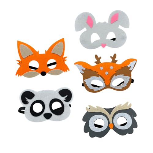 ZUNOXAZ 5 Stück Teiliges Tierfilzmasken Cosplay Waldtiere Halloween Kostüm Leicht und Wiederverwendbar Kreative Verkleidung für Partys Maskenball Geburtstagsfeier von ZUNOXAZ