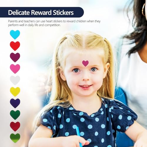 ZUNOXAZ 50 Blatt Bunte Herz Aufkleber Selbstklebend Liebe Belohnungssticker für Kindergarten Basteln und Umschläge Herzförmige Sticker für DIY Dekoration und Schulbelohnungen von ZUNOXAZ