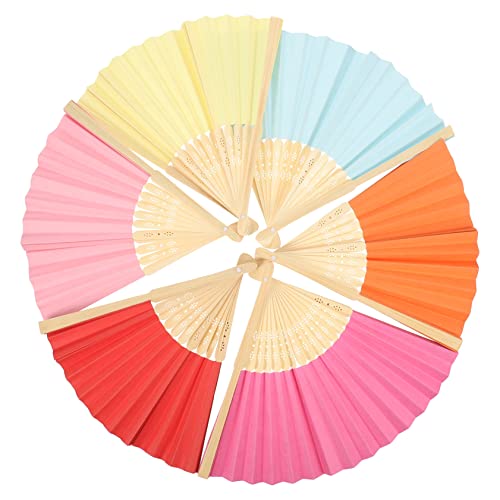 ZUNOXAZ 6 Stück Diy Faltfächer aus Papier Handheld Fächer für Malen und Dekorieren Tragbare Tanzfächer Bunten Farben für Partys und Dekoration von ZUNOXAZ