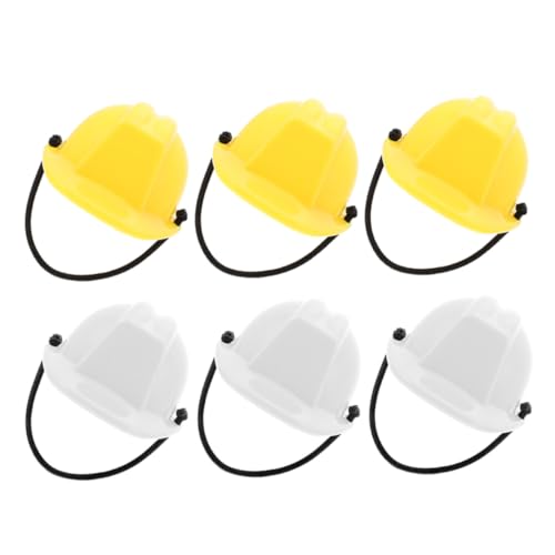 ZUNOXAZ 6 Stück Mini Bauhelme aus Kunststoff Stabile Kleine Puppenhelme als Dekorativer Kopfschutz Geeignet für Party Dekoration und Puppenzubehör Weiße und Gelbe Helme von ZUNOXAZ