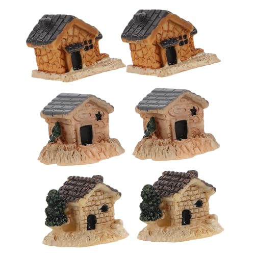 ZUNOXAZ 6 Stück Miniatur aus Resin Realistische Kleine Häuser für Mikro landschaften Bonsai Dekoration Puppenhaus Zubehör Garten Miniaturfiguren für Deko und Basteln von ZUNOXAZ