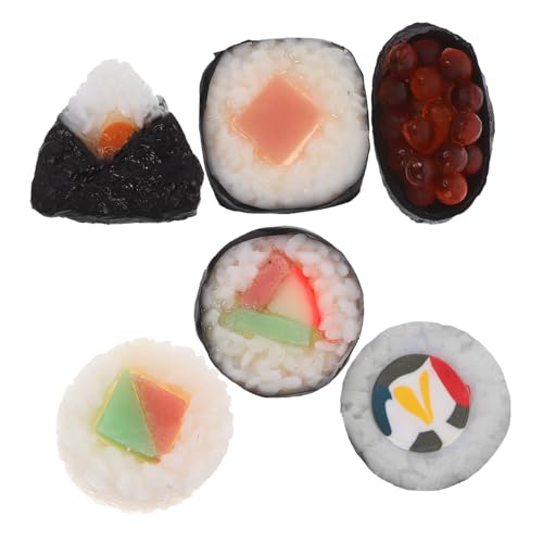 ZUNOXAZ 6 Stück Realistische Sushi Modell aus Robustem PVC Täuschend Echte Japanische Reisbällchen und Sushi Figuren als Fake Food für Unterricht Deko und Fotografie Party Dekor ZUNOXAZ 6 Stück Realistische Sushi Modell aus Robustem PVC Täuschend Echte Japanische Reisbällchen und Sushi Figuren als Fake Food für Unterricht Deko und Fotografie Party Dekor von ZUNOXAZ