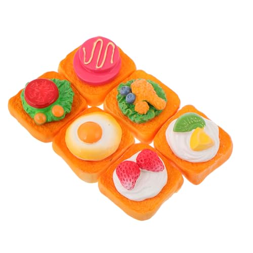 ZUNOXAZ 6 Stück Sandwich Modell Mini Simulation Gefälschtes Brot Simuliertes Brot Simulationsbrot Winzige Lebensmittel Miniatur Lebensmittel Sandwich Shop Brotmodell Lebensmittel von ZUNOXAZ