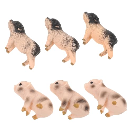 ZUNOXAZ 6 Stück Simulation Schweinemodell Mini Nutztiere Figuren Puppenhauszubehör Realistische Mini Schweinefigur Schweinchen Kuchendekorationen Schweine Kuchenaufsätze Mikro von ZUNOXAZ