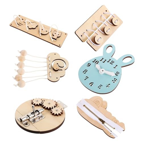 ZUNOXAZ 6 Stück Teiliges Holz Busy Board für Kleinkinder Sensorisches Lernspielzeug mit Stahlrädern und Schnappverschlüssen Fördert Feinmotorik DIY Kreativität Sicher für Vorschulkinder ZUNOXAZ 6 Stück Teiliges Holz Busy Board für Kleinkinder Sensorisches Lernspielzeug mit Stahlrädern und Schnappverschlüssen Fördert Feinmotorik DIY Kreativität Sicher für Vorschulkinder von ZUNOXAZ