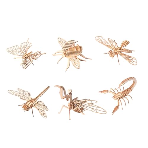 ZUNOXAZ 6 Stück Teiliges Holzpuzzle mit Verschiedenen Tier und Insektenmodellen Edukatives DIY Holzspielzeug für Kreativität und Tiererkennung Stabile und Sichere Holzmaterialien von ZUNOXAZ