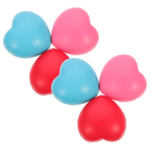 ZUNOXAZ 6 Stück Teiliges PU Herz Weiche Stressbälle in Rot Blau Vielseitige Druckabbau Spielzeuge für Kinderparty Beruhigende Anti-Stress Spielzeuge und Geschenkideen von ZUNOXAZ