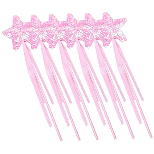 ZUNOXAZ 6 Stück Teiliges Pailletten Zauberstäbe Sternform Leichte und Langlebige Feenstäbe für Kindergeburtstag Bühnenauftritte Cosplay und Partyzubehör Rosa Glitzerzauberstab für Mädchen von ZUNOXAZ