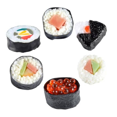 ZUNOXAZ 6 Stück Teiliges Realistisches Sushi Modell aus Hochwertigem Lebensnahes Japanisches Kunstessen Glatte Oberfläche Wiederverwendbar Fotorealistische Deko und Requisiten für Tisch von ZUNOXAZ