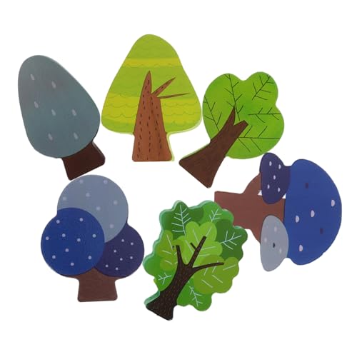 ZUNOXAZ 6 Stück Teiliges Set Miniatur Bäume für Holzeisenbahn Farbige Waldbaum Dekoration für Kreative Spielszene Geeignet für Ab Jahren aus Natürlichem Holz Einfach Zusammensteckbar von ZUNOXAZ