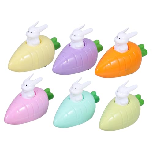 ZUNOXAZ 6 Stücke Ostern Party Gefälligkeiten Karotte Bunny Mini Cartoon Push-Auto Spielzeug Reibung Angetrieben Mini Auto Spielzeug Ostern Korb Füllstoffe von ZUNOXAZ