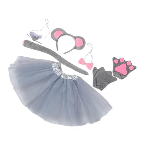 ZUNOXAZ 7 Stück Teiliges Mäusekostüm mit Grauen Mausohren Haarreif Tüllrock Nase Schleife und Handschuhen Atmungsaktiv Bequem für Halloween Kostümparty Schulaufführungen ZUNOXAZ 7 Stück Teiliges Mäusekostüm mit Grauen Mausohren Haarreif Tüllrock Nase Schleife und Handschuhen Atmungsaktiv Bequem für Halloween Kostümparty Schulaufführungen von ZUNOXAZ