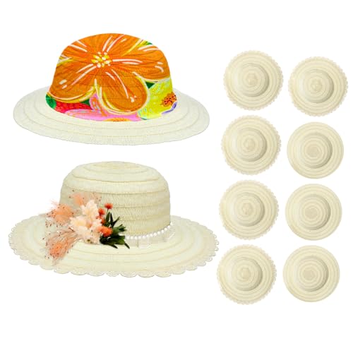 ZUNOXAZ 8Stücke DIY Strohhüte Für Unbemalt Kreative Bastelsets Für Malprojekte Für Teepartys Geburtstagsfeiern Und Schulaktivitäten Fördert Fantasie Und Kreativität von ZUNOXAZ