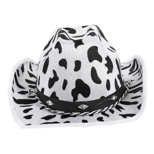 ZUNOXAZ Cowgirlhut mit Kuhmuster Western Hut Unisex Verkleidungskostüm für Hochzeiten und Mottofeste Modisch und Langlebig Passend für Damen und Herren von ZUNOXAZ
